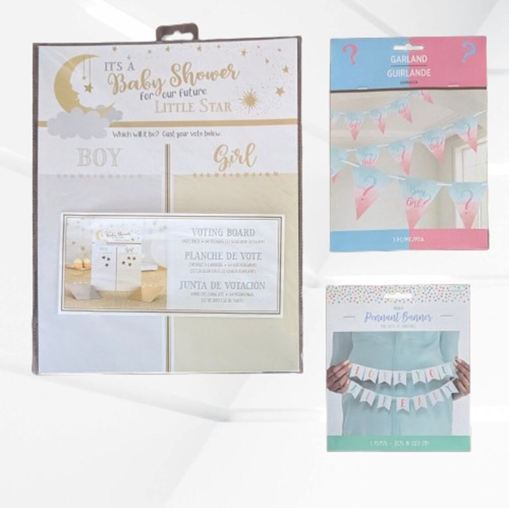 Baby Shower | Gender Reveal | Party Bundle Kit | Voting Board | Garland | Banner